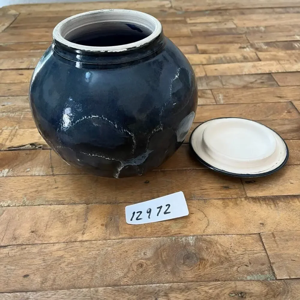 Art Pottery Lidded Ceramic Urn Vessel 7